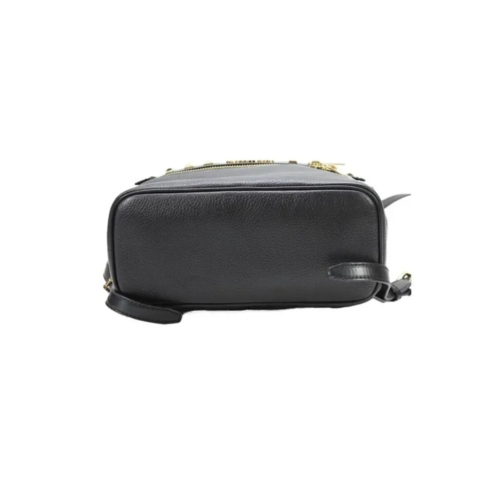 Michael Kors Kenly Medium Studded Pebbled Leather Zippered Backpack Black